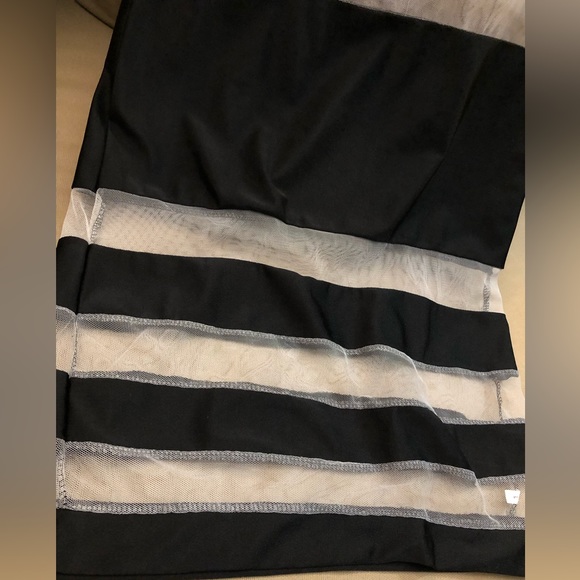 Super Sexy Flattering Striped Sleeveless Mesh Fitted Bodycon Dress Midi - Picture 5 of 6
